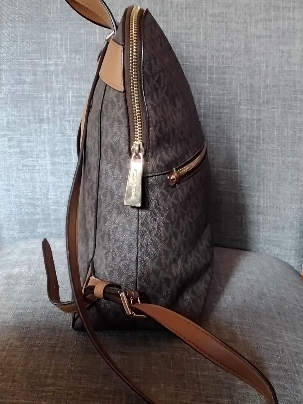 Michael Kors Rhea Slim Logo Backpack, Brown - Picture 4 of 12